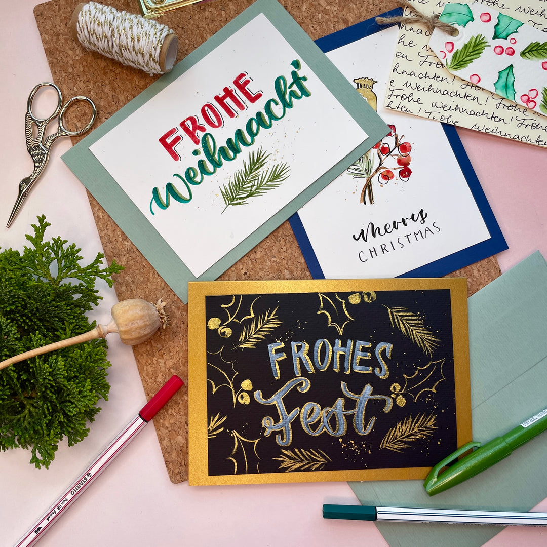 "Abendworkshop "Weihnachtskarten mit Lettering und Aquarell" am 13.11.25