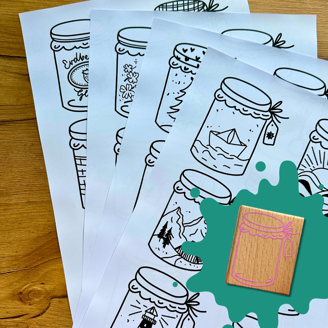24 Vorlagen für den Marmeladen Glas Stempel (digital)
