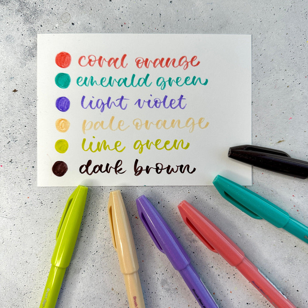 Pentel Arts Sign Pen Twin Brush Set – 6 Stifte In Rosatönen, Doppelseitig (breite & Feine Pinselspitze)