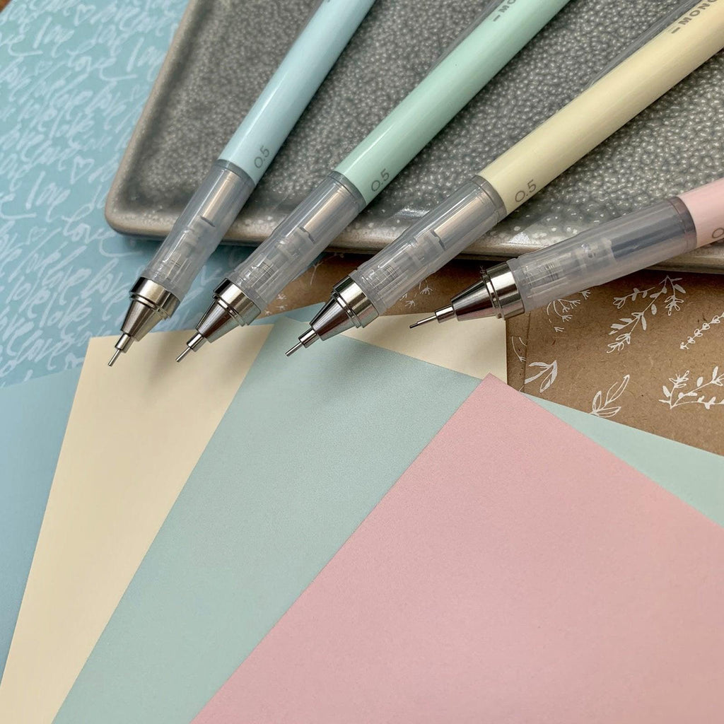 Tombow Monograph Druckbleistift – 0,5 Mm Mit Shaker-Funktion & Mono-Radiergummi, Neonblauer Korpus